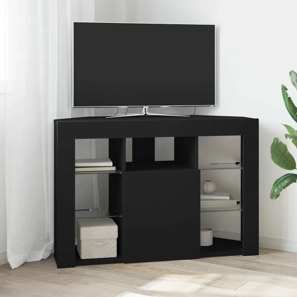 Mobile TV LED-Credenza per TV con LED-Console TV Angolare Nero 101 x 40 x 68 cm Legno multistrato