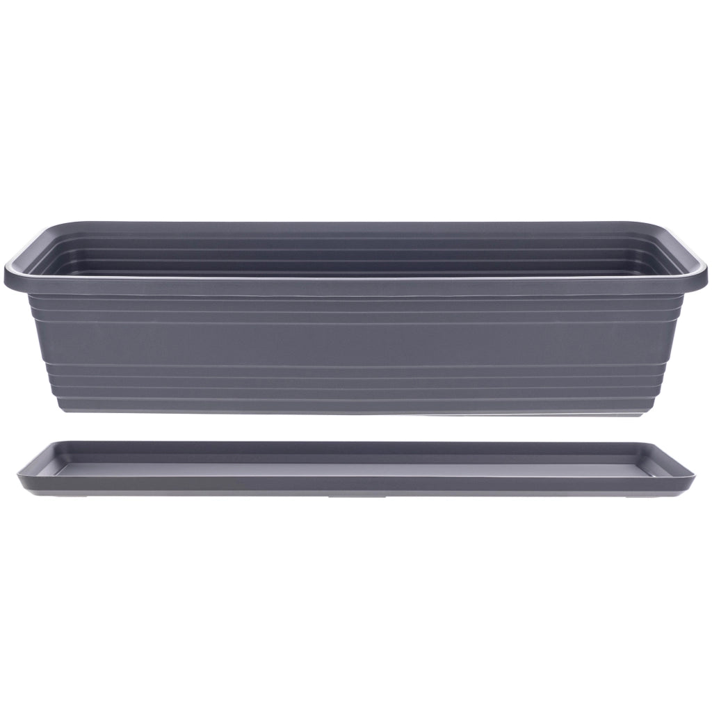 Vaso da fiori da balcone KADAX da 60 cm con sottovaso color antracite