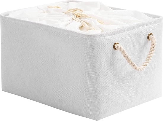 Set di contenitori opachi da riempire con cerniera e corda di chiusura - 34x24x20 cm - Bianco