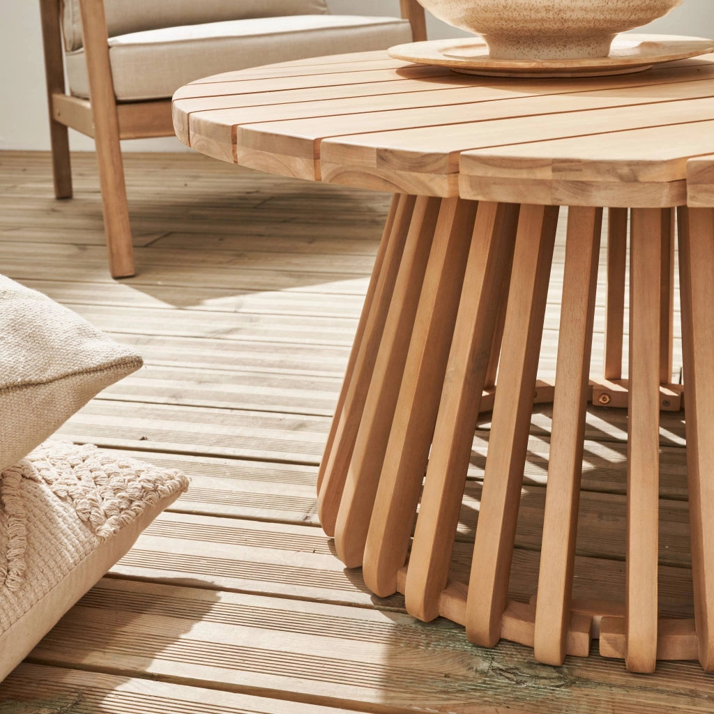 Tavolino da giardino in legno di acacia, 80cm, marrone naturale