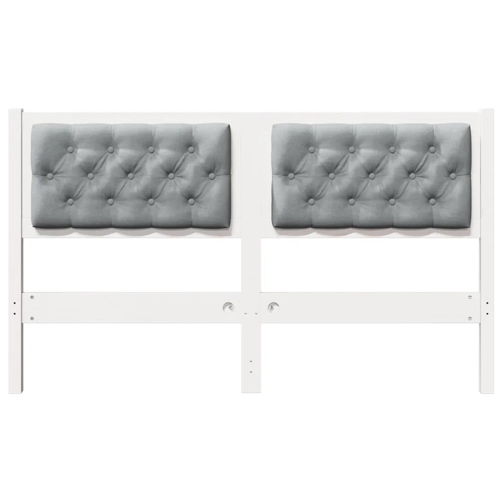 Testiera | Testata Bianco e grigio chiaro 150 cm Legno di pino massello
