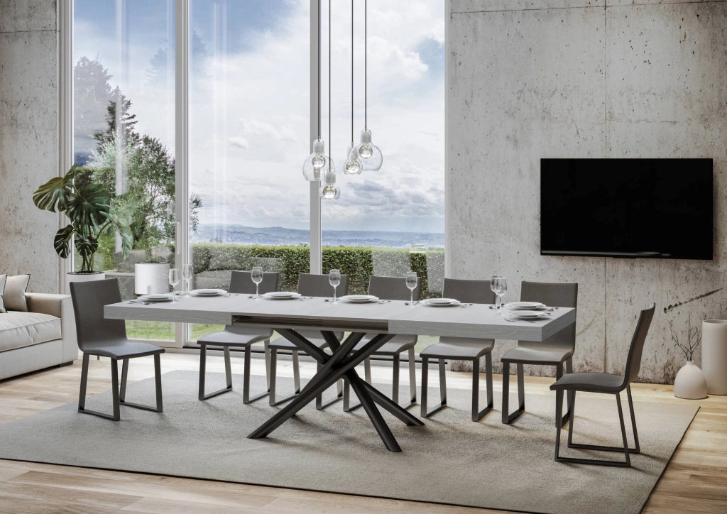 Tavolo Allungabile 200-460x90x77 cm Famas Bianco Frassino Telaio Antracite