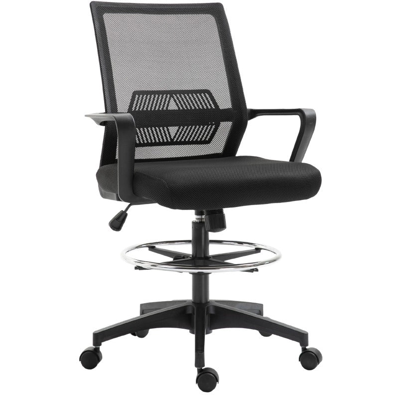 Sedia da ufficio ergonomica nera con poggiapiedi regolabile