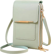Borsa da portamonete in PU pelle leggera a tracolla - touchscreen - verde
