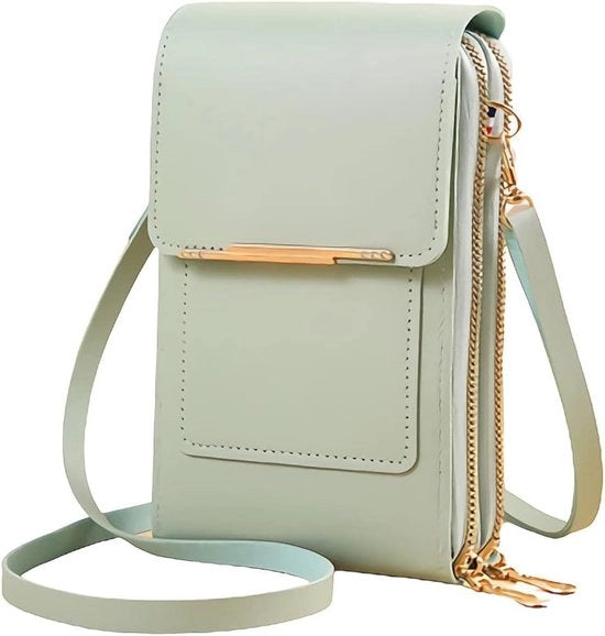 Borsa da portamonete in PU pelle leggera a tracolla - touchscreen - verde