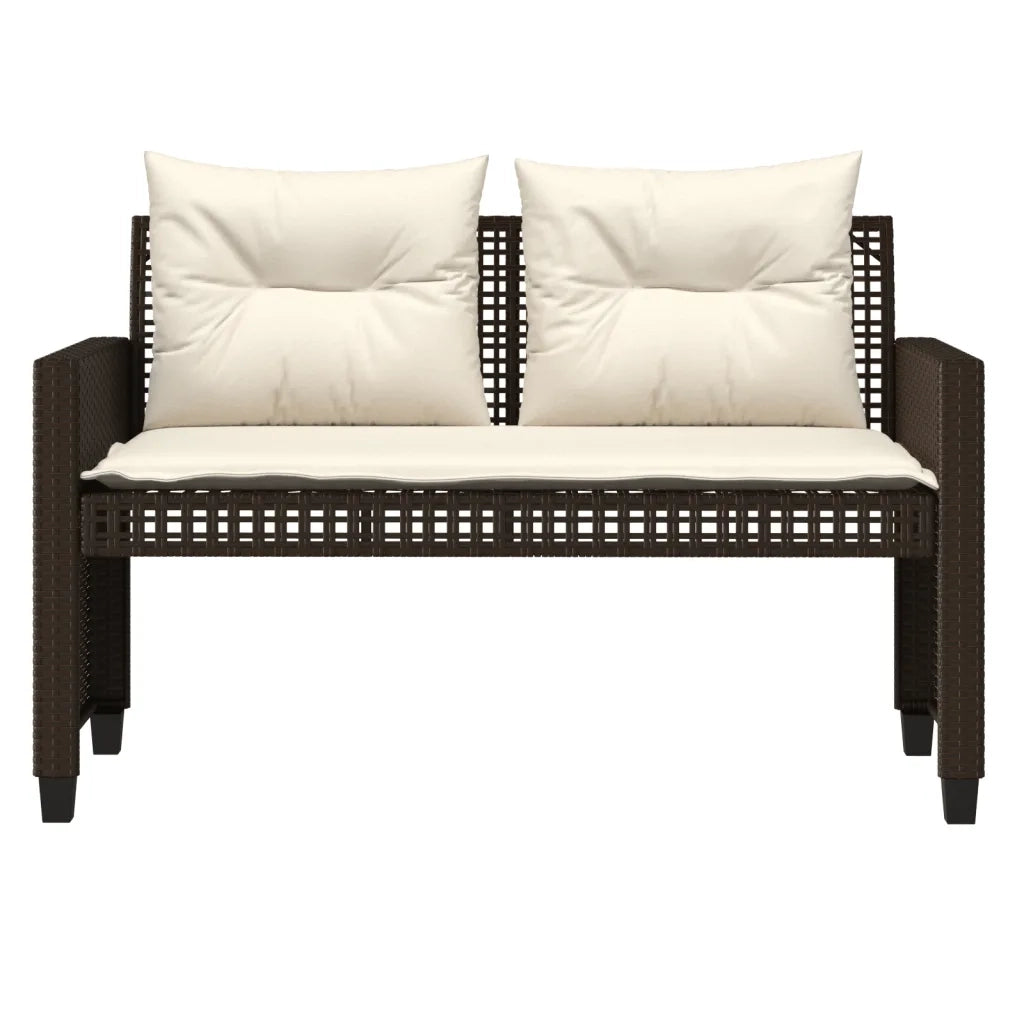 Set Divano da Giardino 4 pz Cuscini Marrone Polyrattan e Vetro 368135