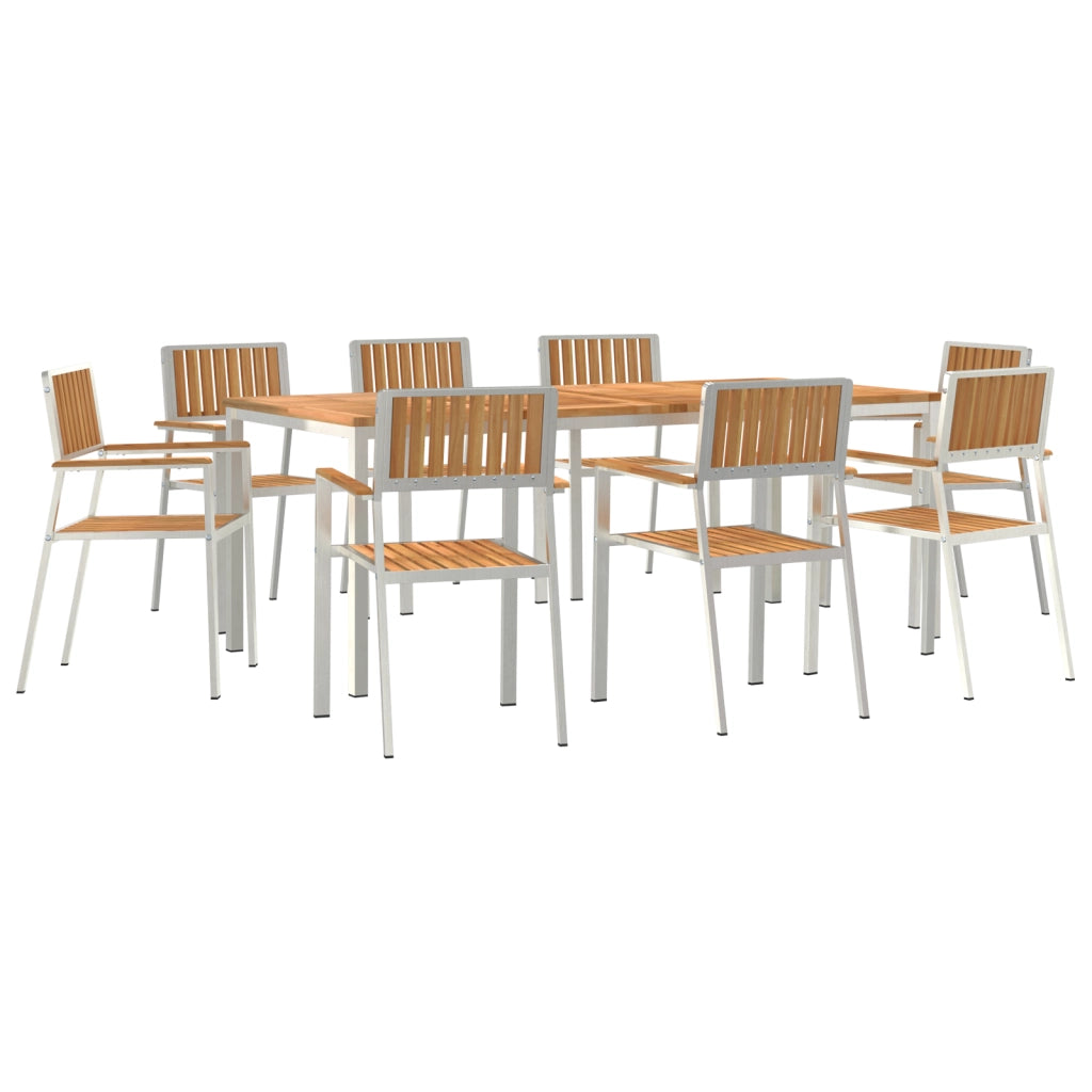 Set da Pranzo da Giardino  9 Pezzi in Teak Massello