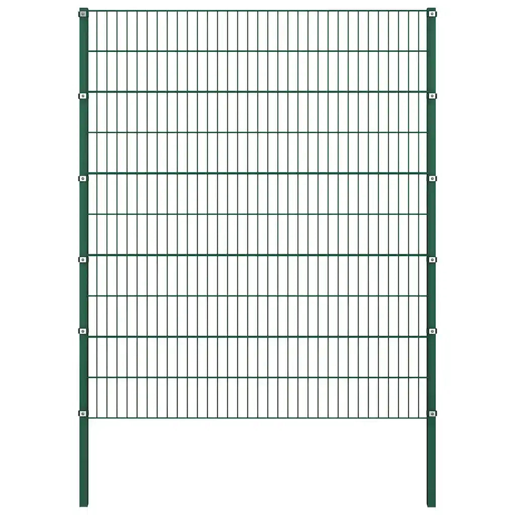 Pannello di recinzione con pali in ferro 1385x200 cm verde 278686