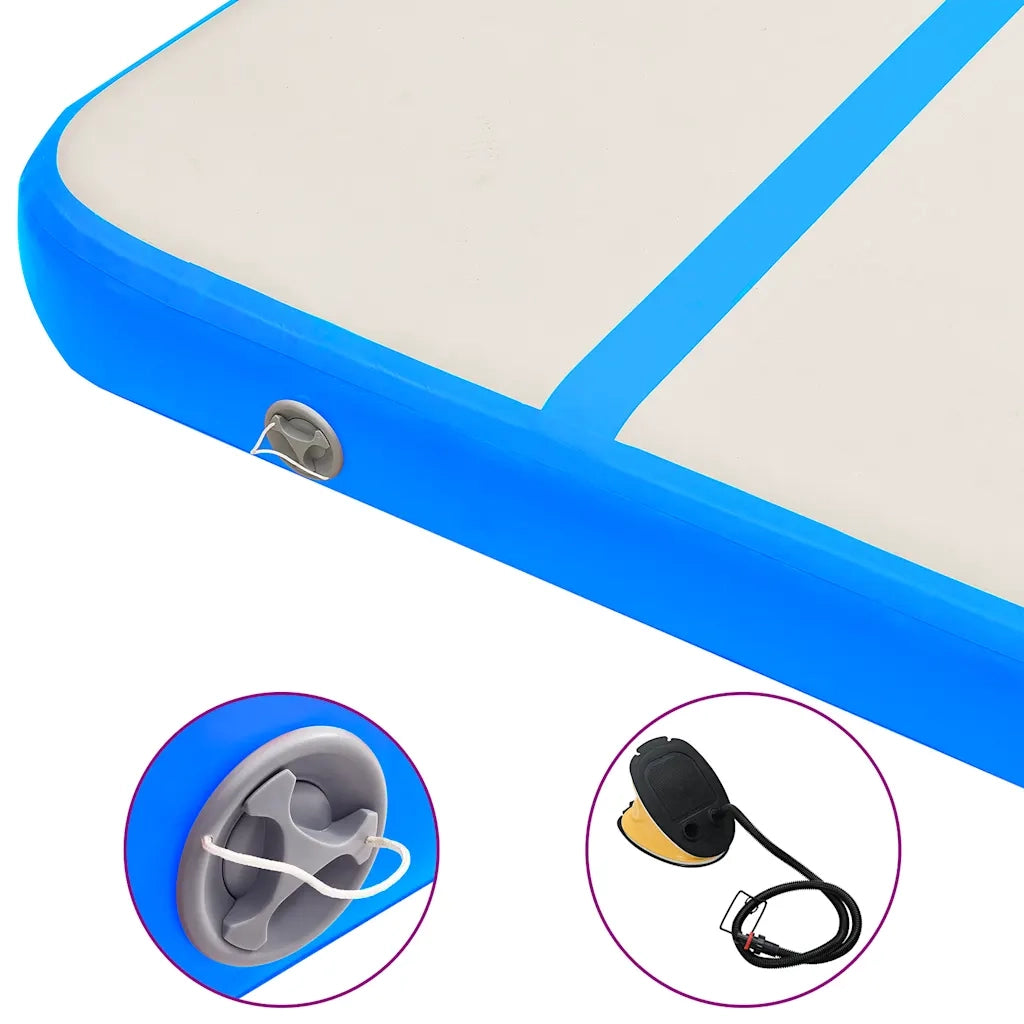 Tappetino Ginnastica Gonfiabile con Pompa 700x100x20cm PVC Blu 92689
