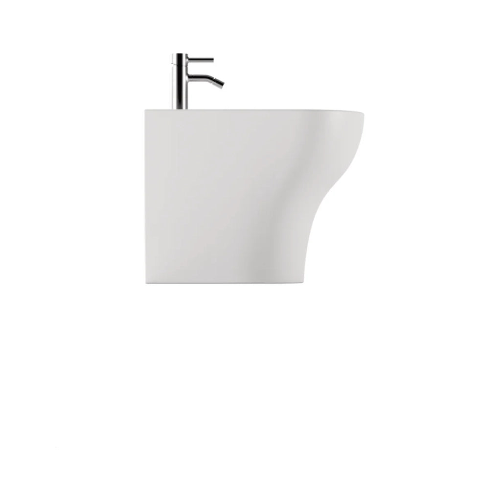 Coppia Di Sanitari Alice Ceramica Da Terra Filo Muro Senza Brida Bianco Lucido "Unica"