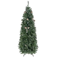 Albero di Natale Artificiale da 180cm con Pigne, 618 Rami e Base in Metallo, Verde