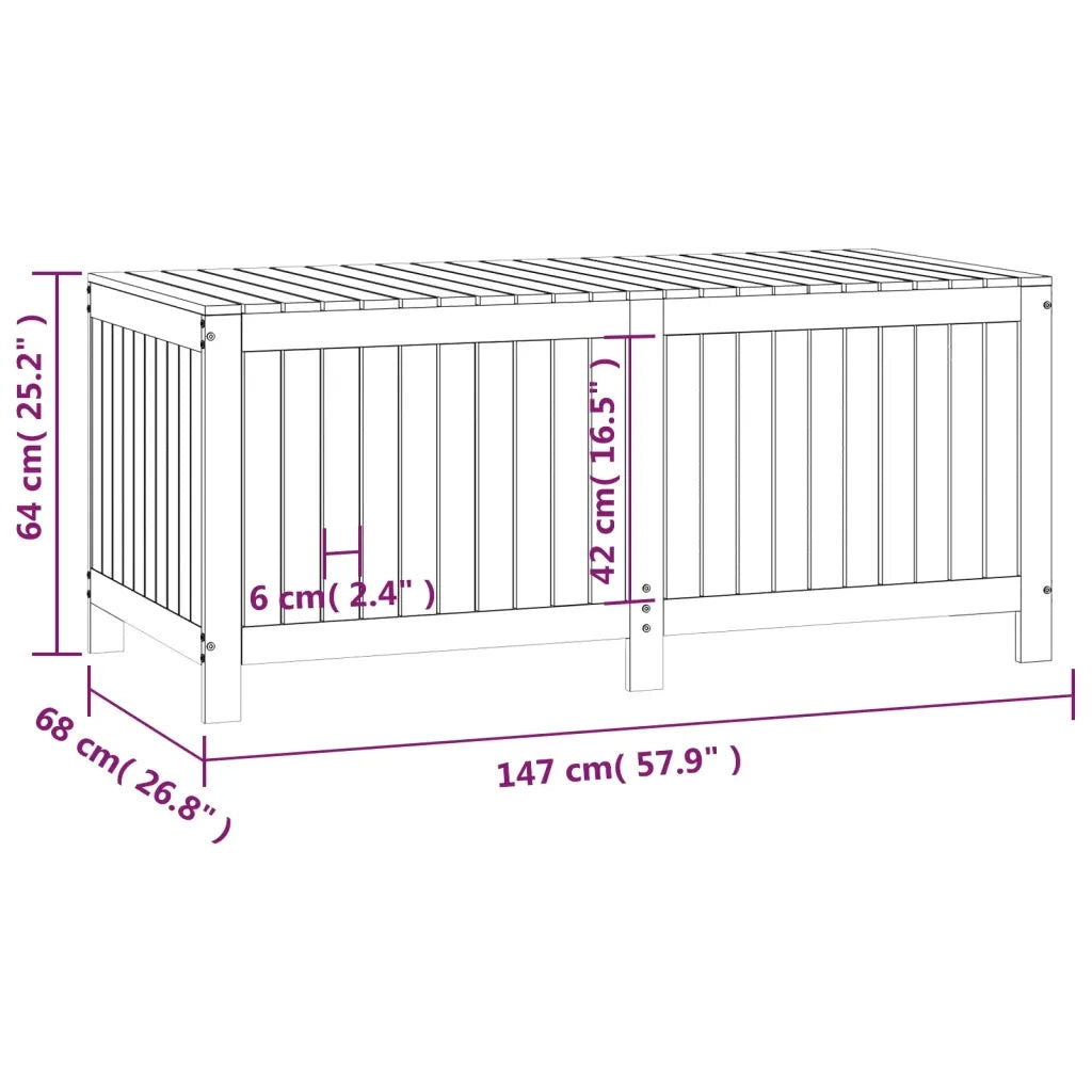 Contenitore da Giardino Grigio 147x68x64 cm Legno Massello Pino 823852