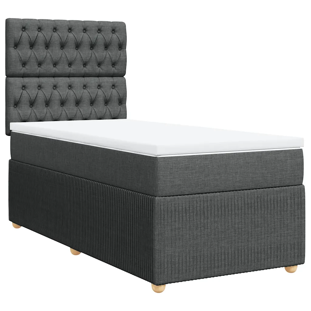 Giroletto a Molle con Materasso Grigio Scuro 80x200 cm Tessuto