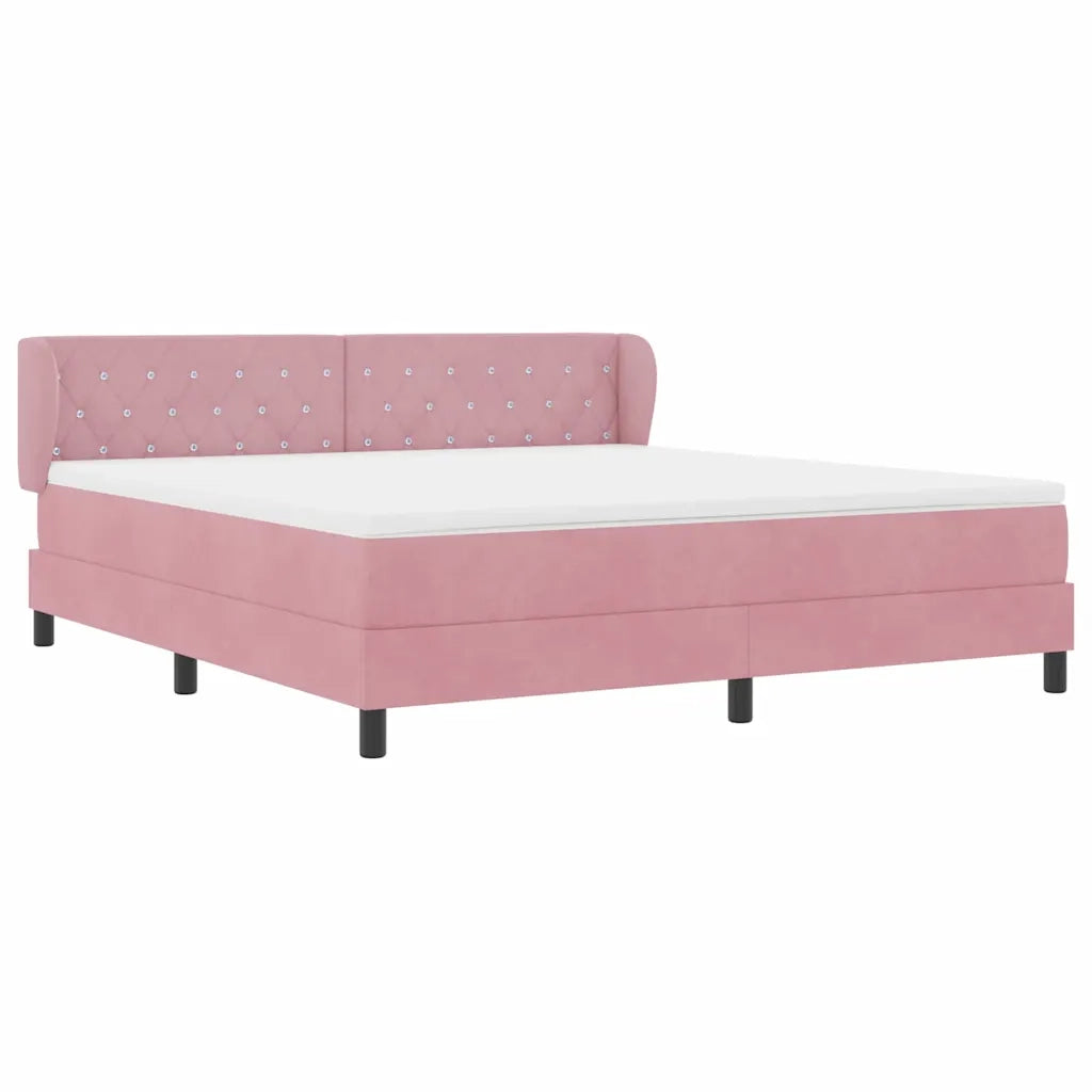 Letto a molle con testiera Rosa 180 x 200 cm Velluto 3340351