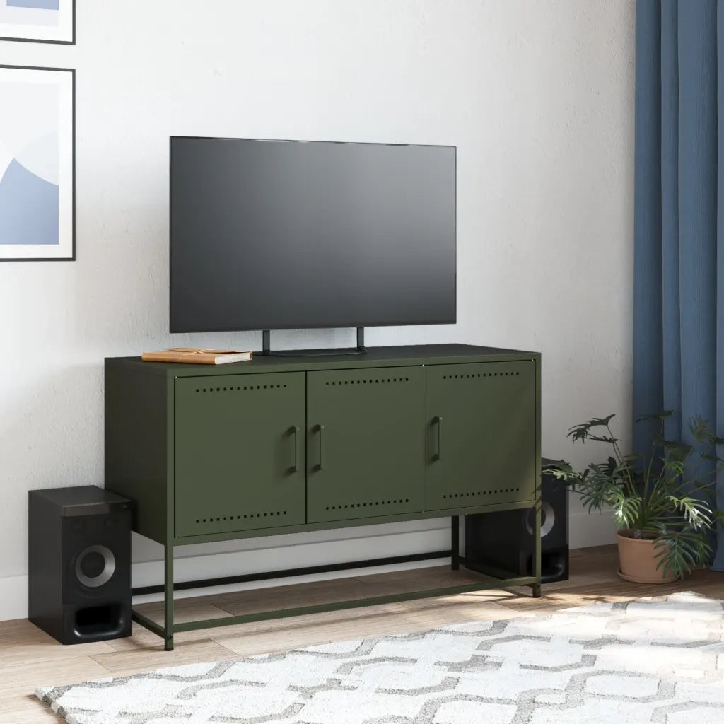 Mobile TV | Armadietto TV | Mobile Porta TV Verde Oliva 100,5x39x60,5 cm in Acciaio