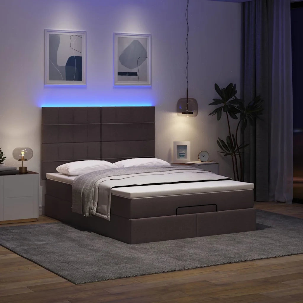 Struttura Letto Pouf con Materasso 140x190 cm in Tessuto 3314006
