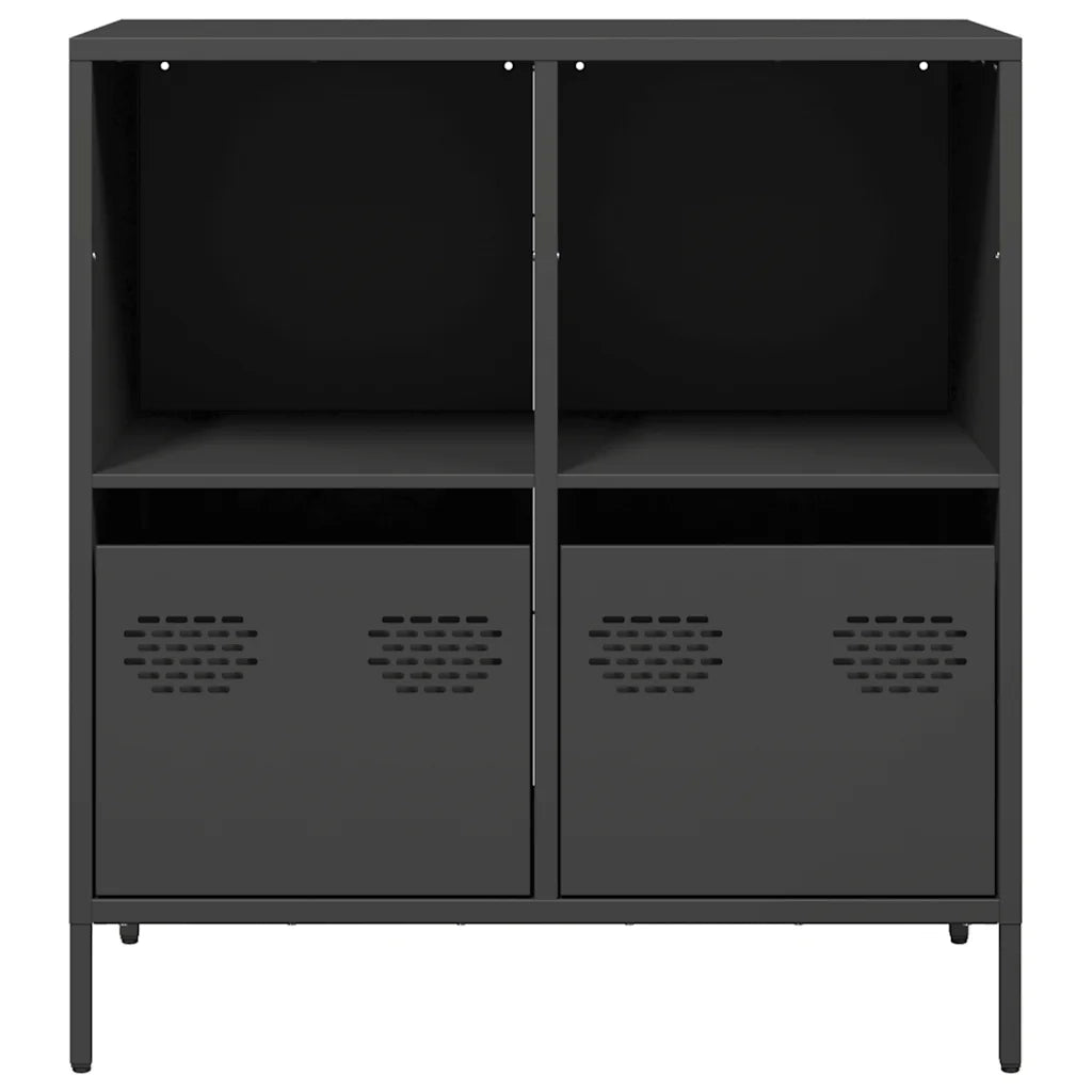 Credenza Nera 68x39x73,5 cm in Acciaio Laminato a Freddo 851358