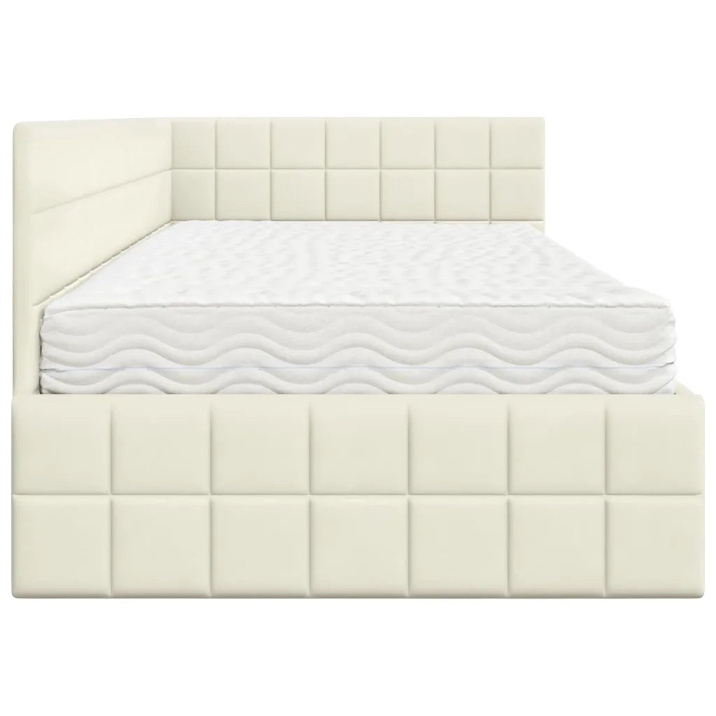 Struttura Letto Angolare con Materasso 2 pcs Crema Velluto 3393955