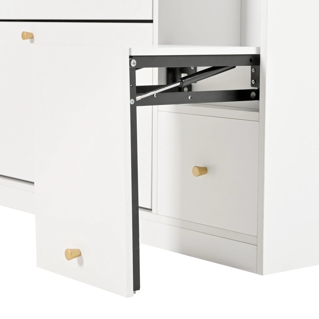 Scarpiera a Ribalta con Panca e Cassetto ¨C MINIMAL ¨C Bianco, 119x24x122