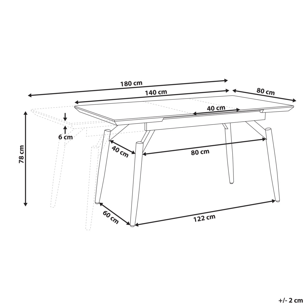 Tavolo da pranzo allungabile con piano in MDF in legno scuro con gambe nere in metallo Tavolo da cucina moderno