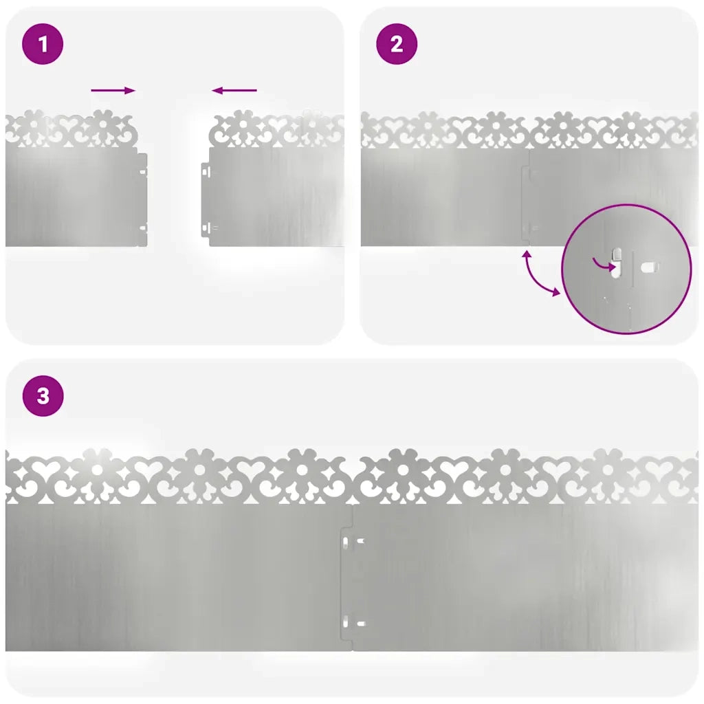 Bordure per prato 30 pz Argento 103 x 0,05 x 22 cm CFW6166781