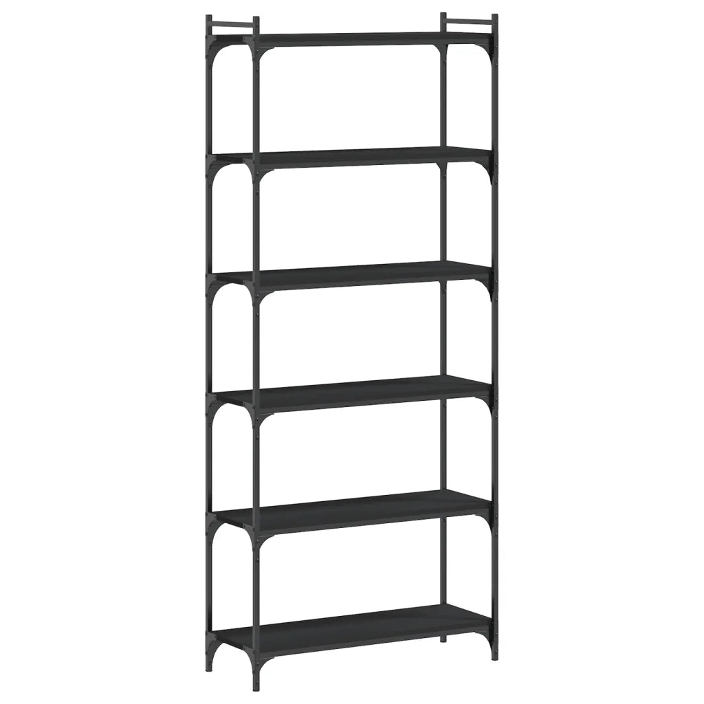 Libreria a 6 Ripiani Nera 80x30x188 cm in Legno Multistrato 837682