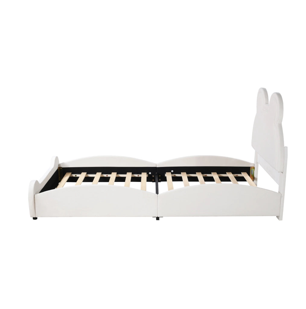 Letto imbottito per bambini a forma di orso, 90 x 200 cm, bianco