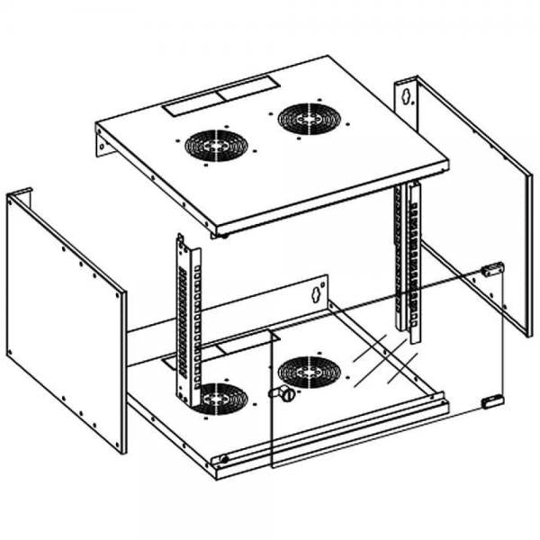 Armadio Rack 19'' a Muro 6U prof. 320 Nero Assemblato
