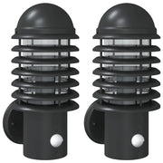 Set di 2 applique da esterno con sensore di movimento IP44 15 x 15 x 33,5 cm acciaio inox nero 02_0056574