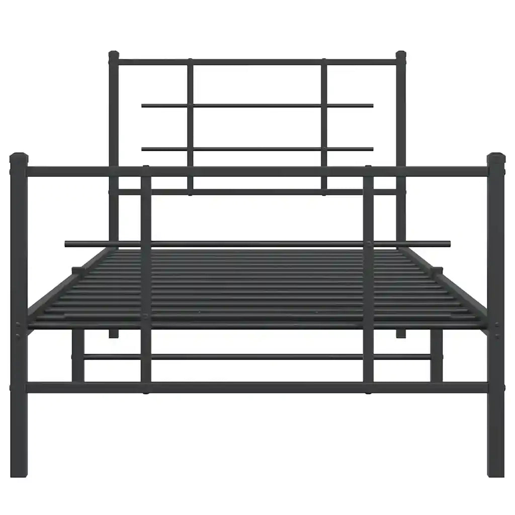 Giroletto con Testiera e Pediera-Struttura Letto Metallo Nero 90x200 cm 153447