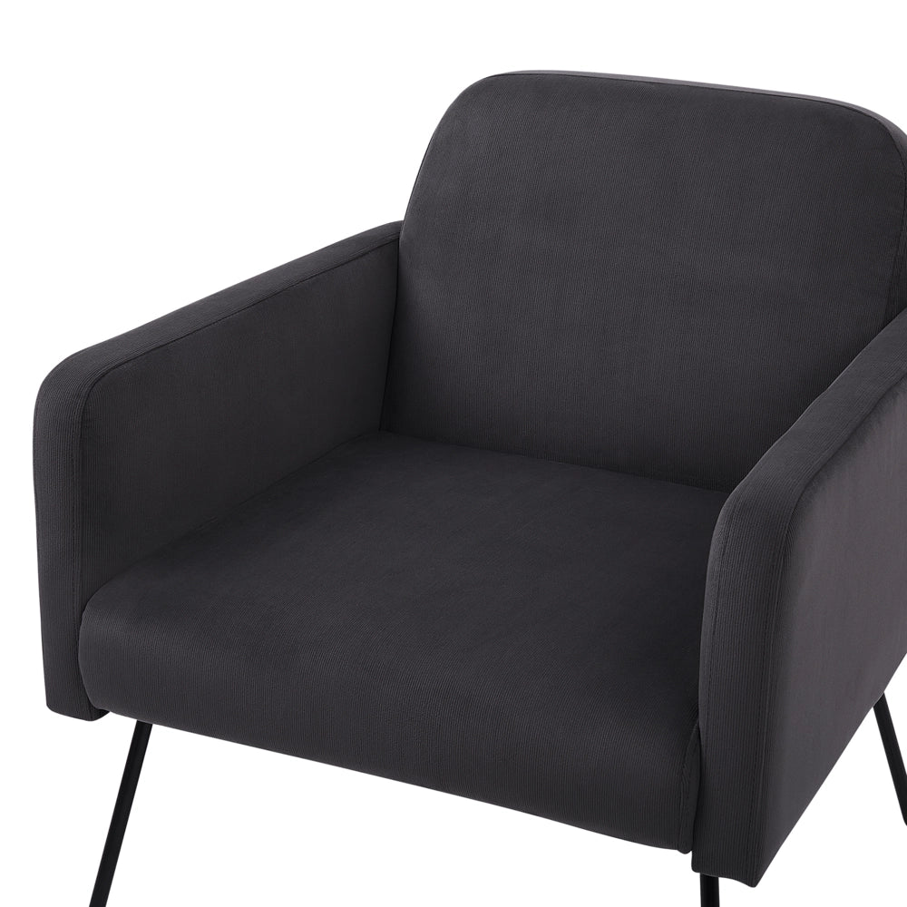 Poltrona Velluto Grigio Snelle Gambe In Metallo Nero Moderno Soggiorno Retrò