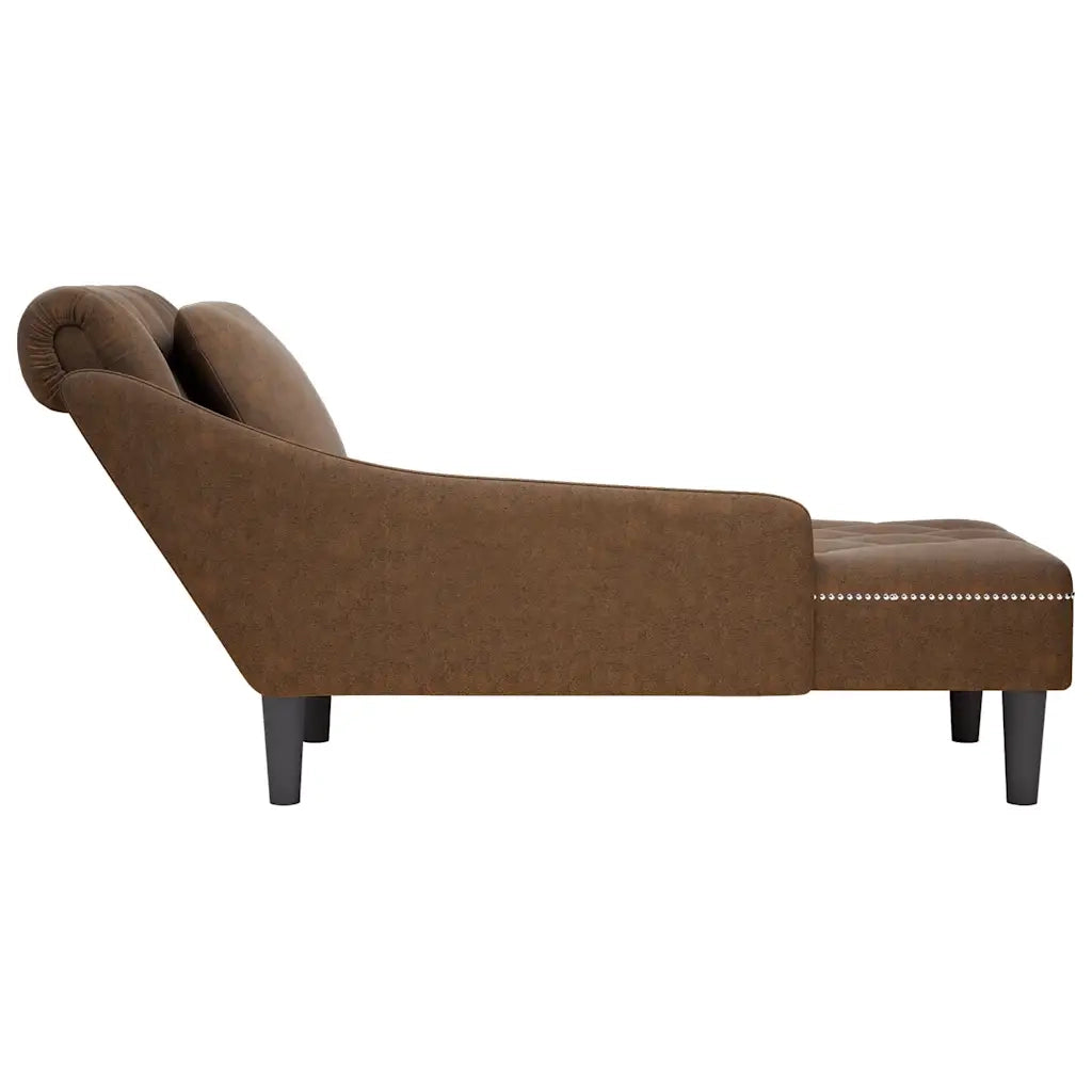 Sdraio con Cuscino e Bracciolo Destro in Similpelle Marrone CFW4011547