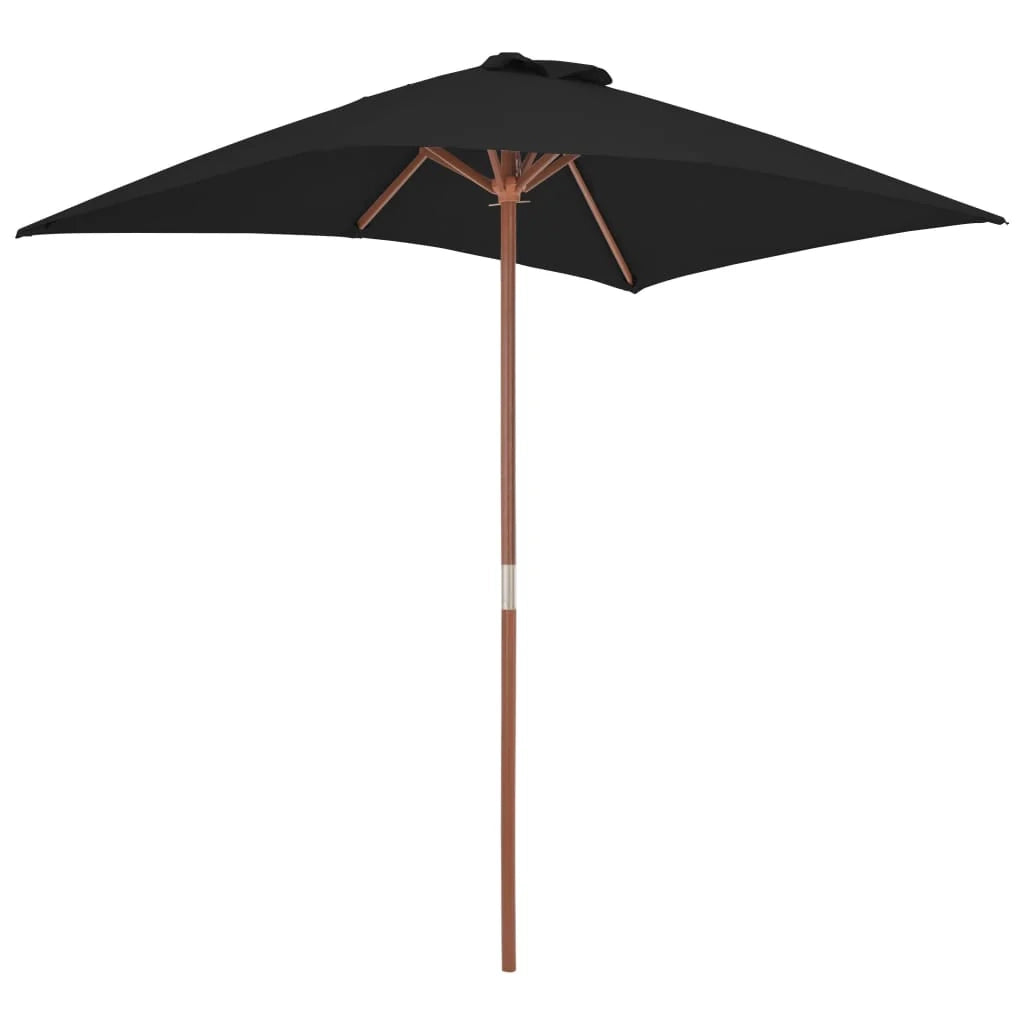 Ombrellone da esterno con palo in legno 150 x 200 cm nero 02_0008257