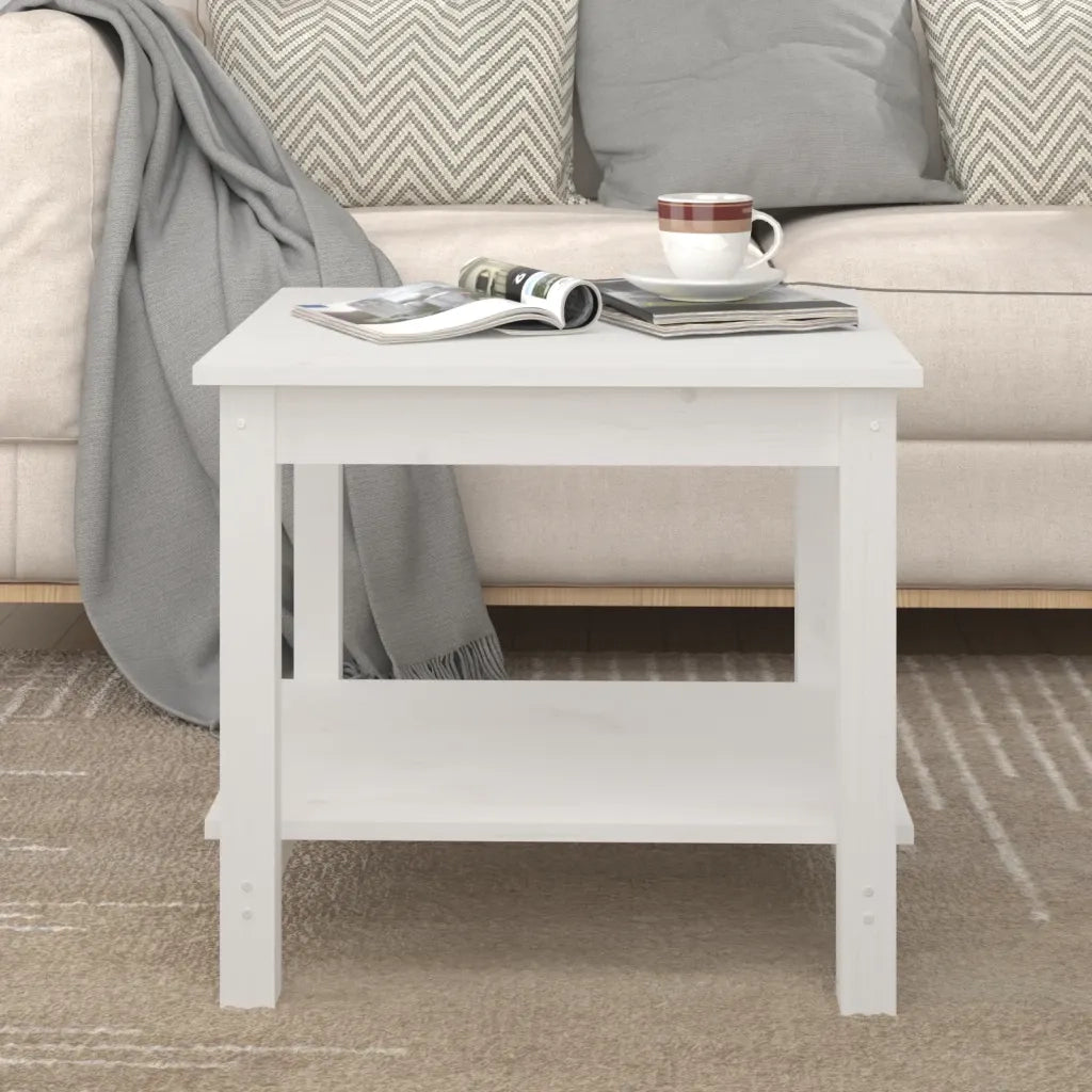 Tavolino da salotto | Tavolino da caff¨¨ | Tavolino da Soggiorno Bianco 50x50x45 cm Legno Massello di Pino