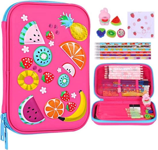 Cassa per matite 3D in EVA per bambine, set impermeabile con alta capacità per bambini, accessori scolastici per bambini, regali per l'anno scolastico nuovo