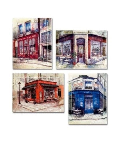 Quadro da Parete su tela oleografico bistrot francesi 39 x 51 cm 4 Modelli