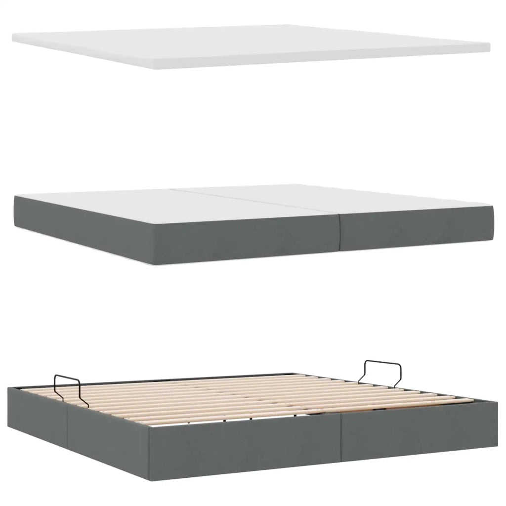Letto con contenitore LED e materasso Grigio Scuro 200 x 200 cm
