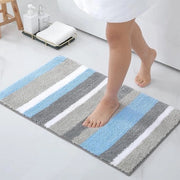 Tappeto antiscivolo per bagno, morbido, alta densità, microfibra, matressa per bagno, assorbente, lavabile, 40 x 60 cm, blu/grigio