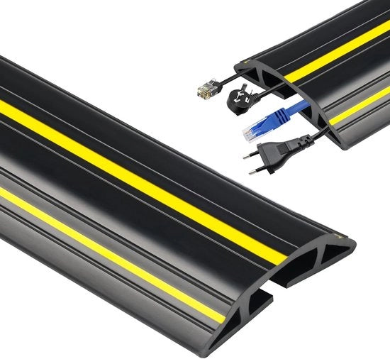 Ponte di cavo sotterraneo - 4m ponte di cavo in PVC, sistema a 3 canali per cavi, protezione e organizzazione dei cavi per casa, ufficio e officina (Nero)
