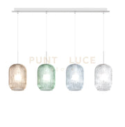 SOSPENSIONE BIANCO 4 LUCI RETTANGOLARE VETRI AM + VE + BL + TR 1181BI-S4 R-MC