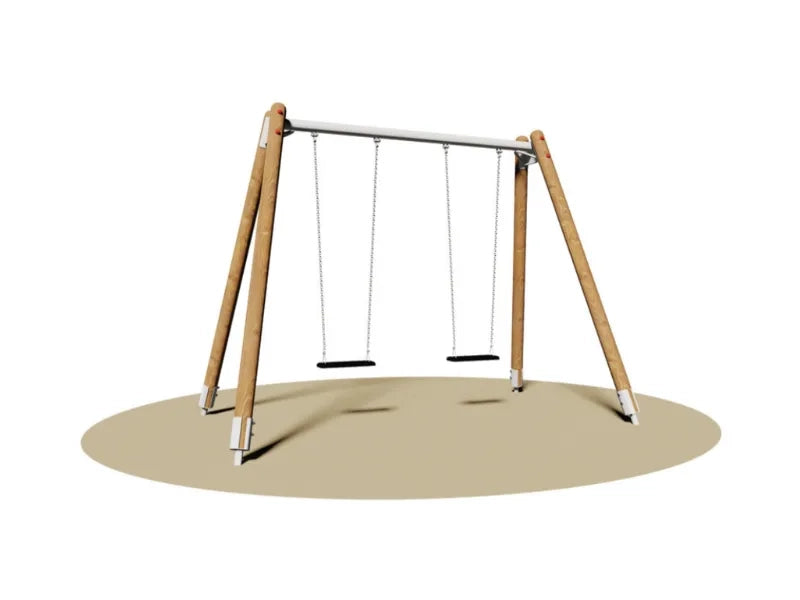Altalena Sally 2 posti 985 Giochipark acciaio e legno Ø12cm sedili antiurto - Gabbia