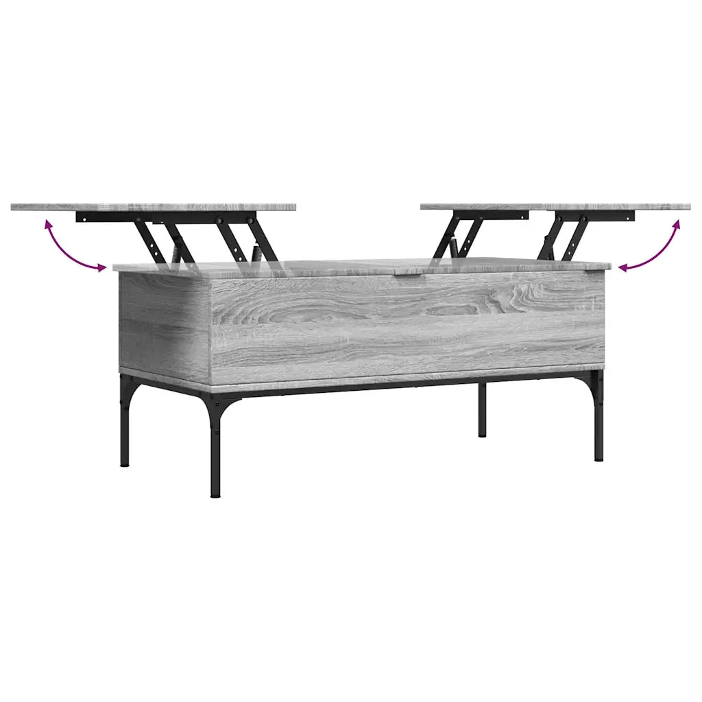 Tavolino Grigio Sonoma 100x50x45 cm Legno Multistrato e Metallo 845414