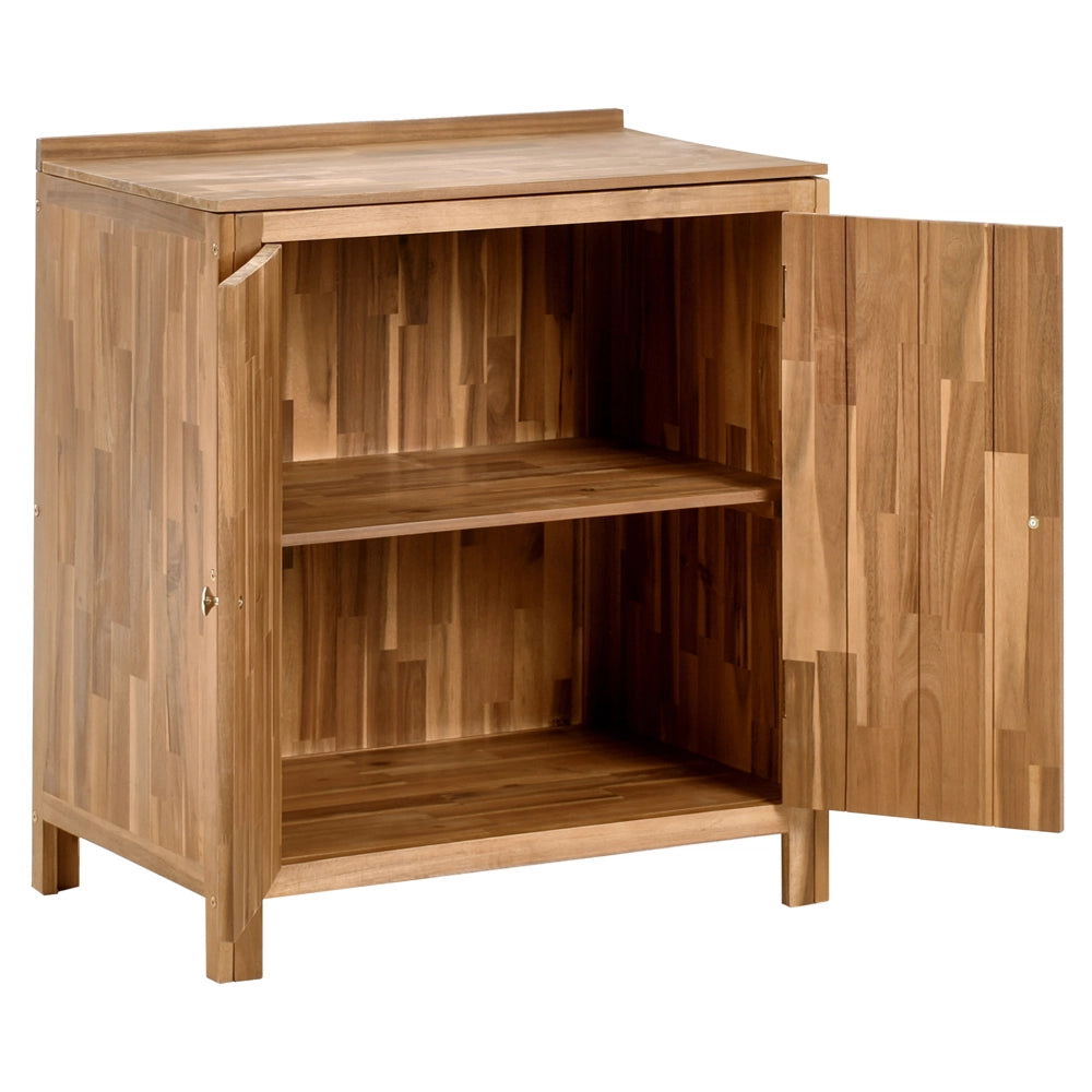 Mobile da cucina per esterni in legno di acacia marrone 2 ripiani con top 50 x 80 x 90 cm Giardino Cucina Pranzo