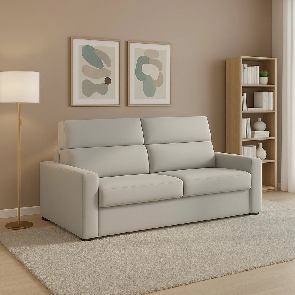 Letino, Divano Fisso 2 Posti Sfoderabile Made in Italy, 200x95x100h cm Grigio Chiaro