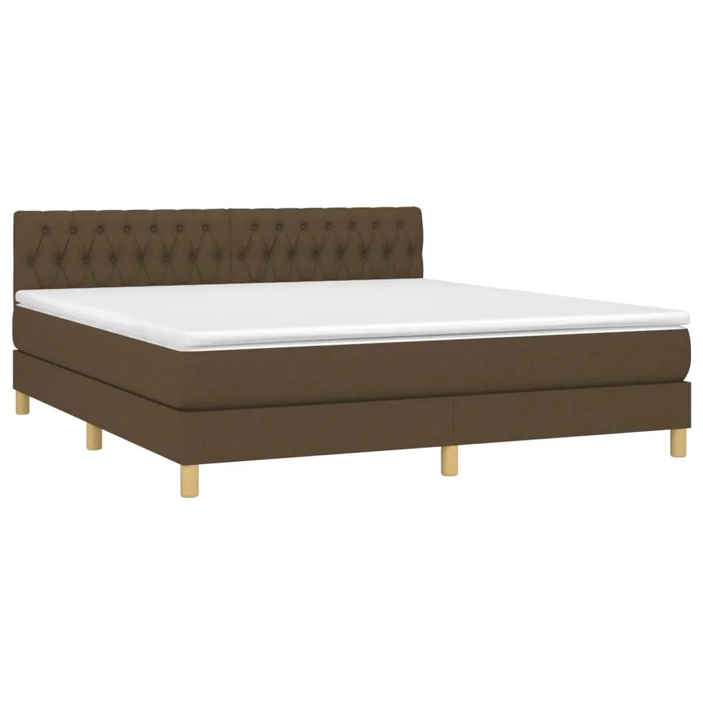Letto a Molle Materasso e LED MarroneScuro 180x200cm in Tessuto 3133976