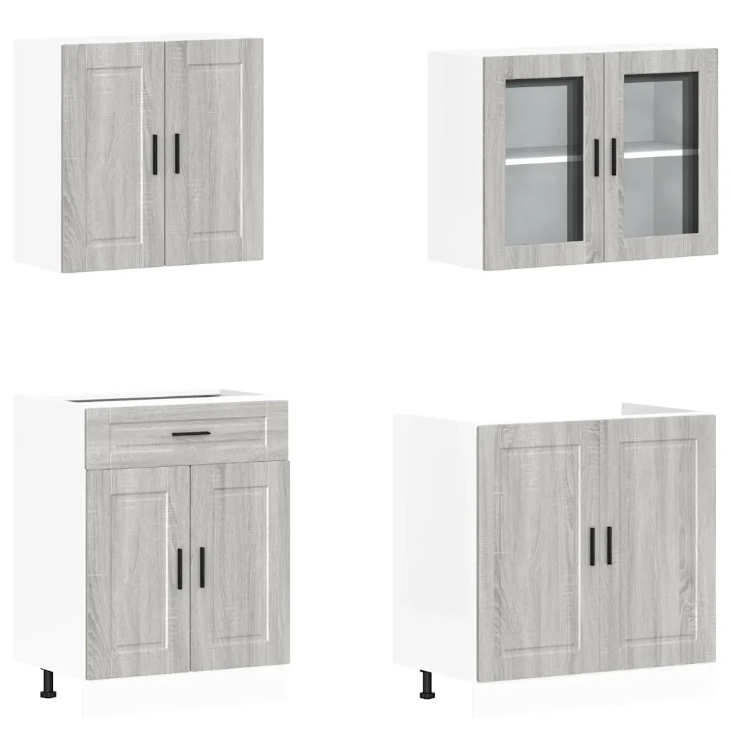 Set Mobili da Cucina 4 pz Porto Grigio Sonoma in Truciolato 3314877