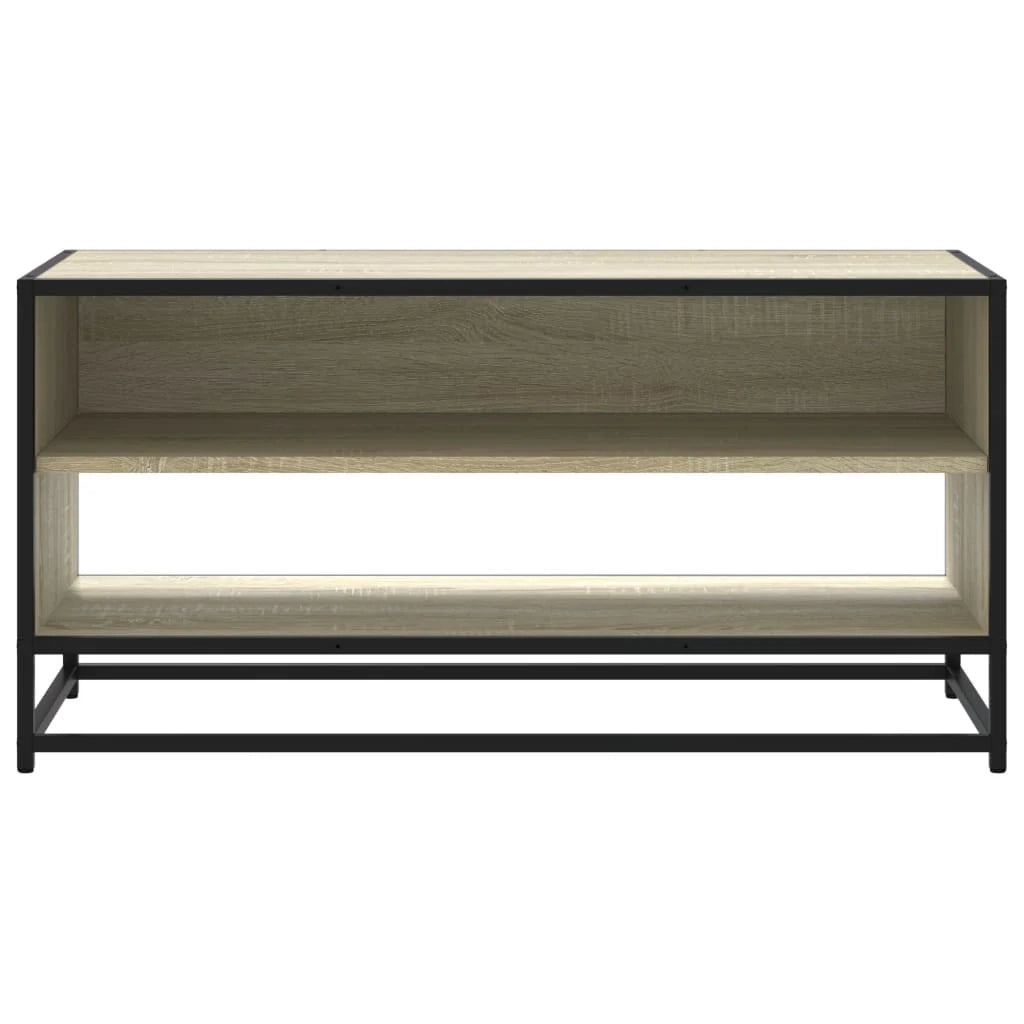 Mobile TV multimediale mensola TV credenza mobile TV sala da pranzo soggiorno camera da letto rovere Sonoma 91 x 40 x 46 cm legno ingegnerizzato e metallo marrone 02_0027557