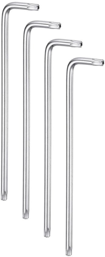 Collettore Torx - 4 Pezzi - Manubrio Lungo - 6 Punte - Acciaio S2 - Smalto Cromo - Kit di Chiavi Manuale - Coltelliere Torx