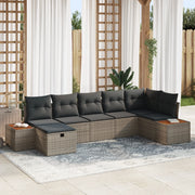 Set Divano Giardino 7 Pezzi con Cuscini Grigio Polyrattan