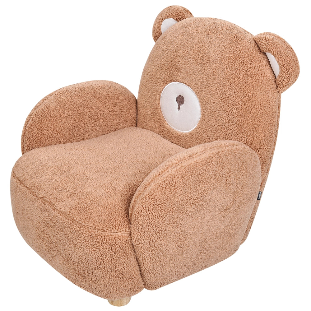 Sedia per animali Rivestimento in pelliccia sintetica marrone con braccioli Seduta per bambini Design moderno a forma di orso